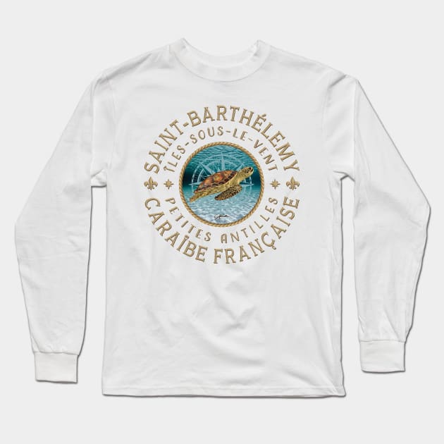 Saint Barts, French Caribbean, Sea Turtle Long Sleeve T-Shirt by jcombs